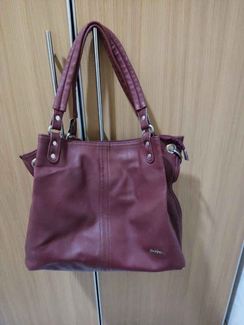 Tas wanita Maroon SEMBONIA, Barang Mewah, Tas Dompet di Carousell