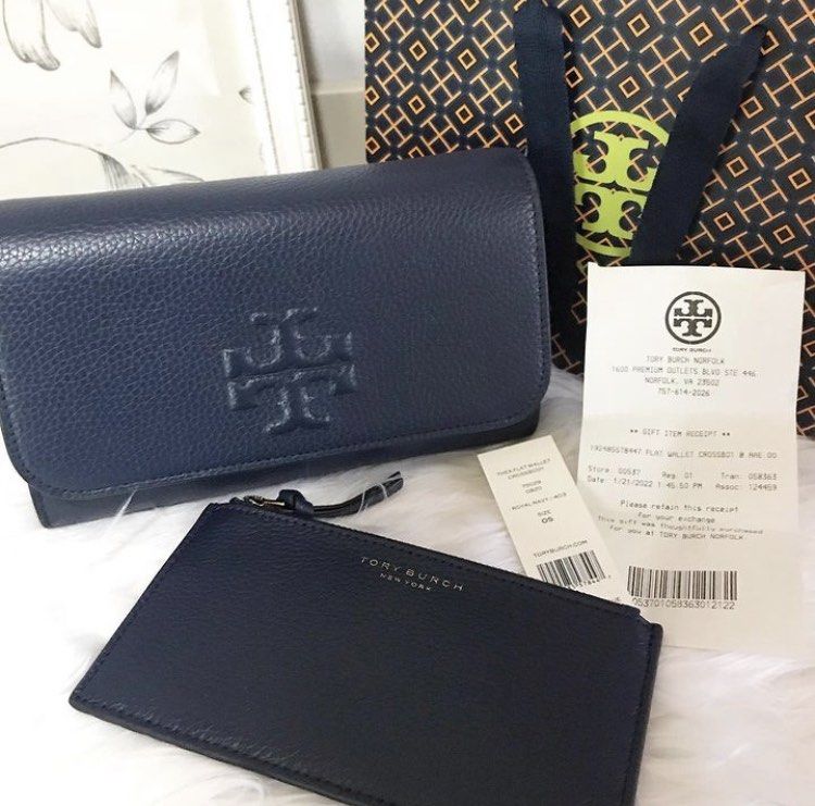 Tory Burch Thea Flat Wallet Crossbody, Luxury, Bags & Wallets on Carousell