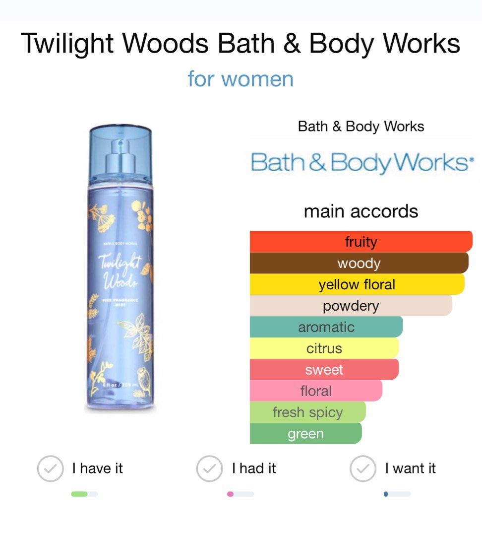 bath and body works twilight woods perfume
