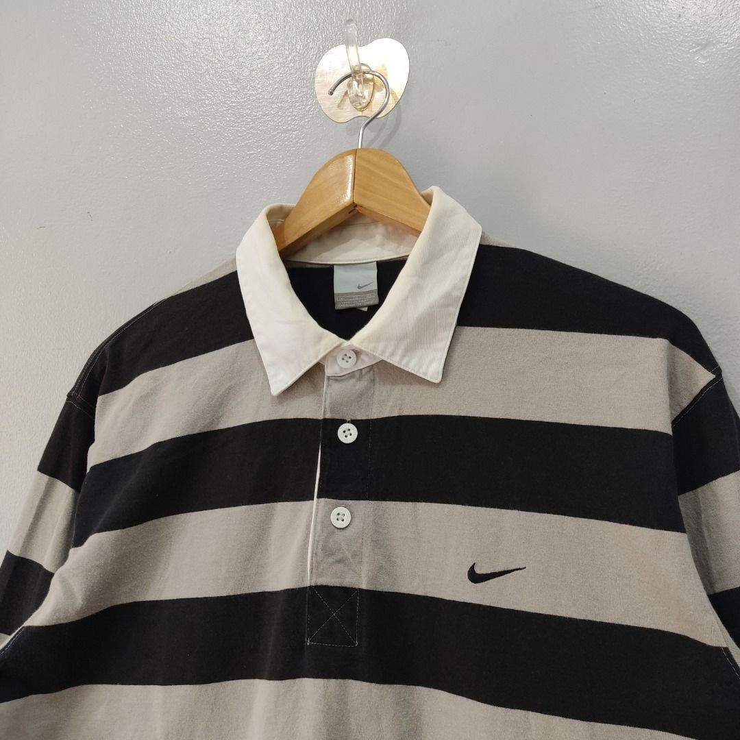 Vintage Nike Rugby Style Stripe Long Sleeve Polo