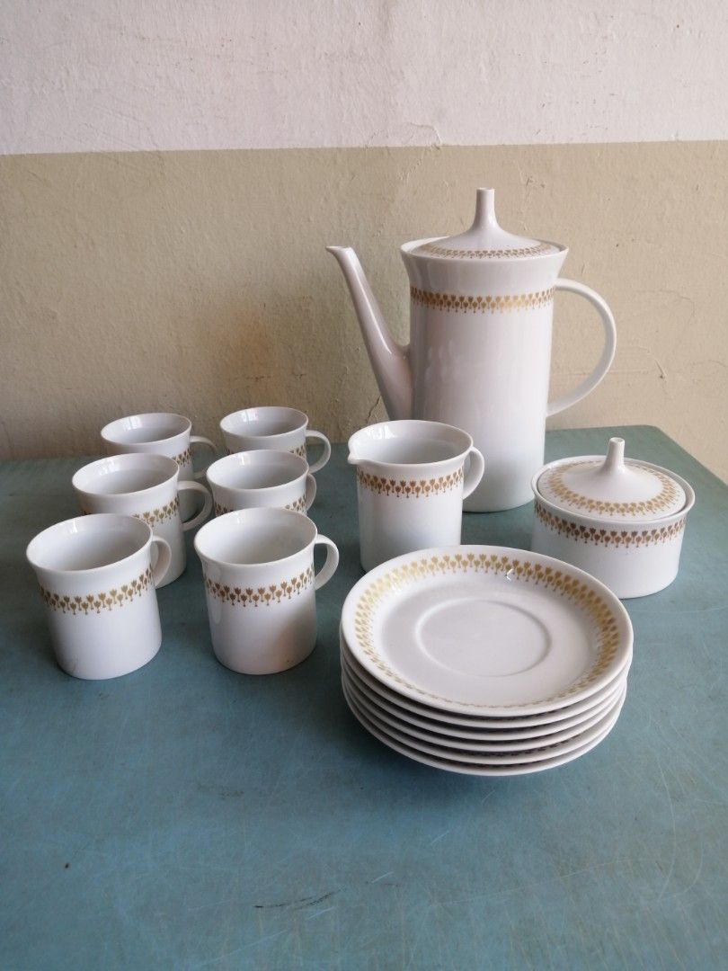 Vintage Rosenthal Germany Porcelain Coffee Tea set Espresso cups Mid Century Modern