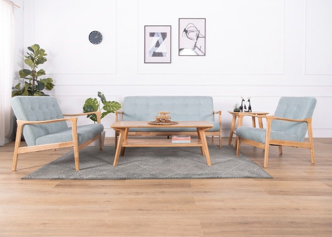 New Wooden Sofa 3 Seater Muji Style Solid Rubberwood