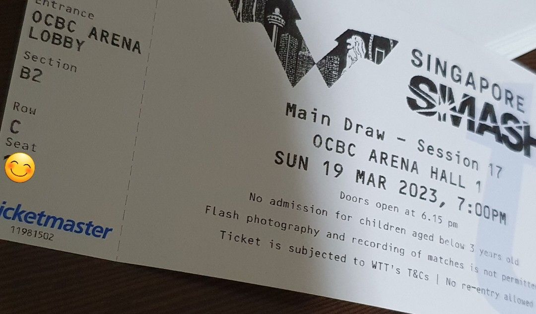 WTT SINGAPORE SMASH, Tickets & Vouchers, Event Tickets on Carousell