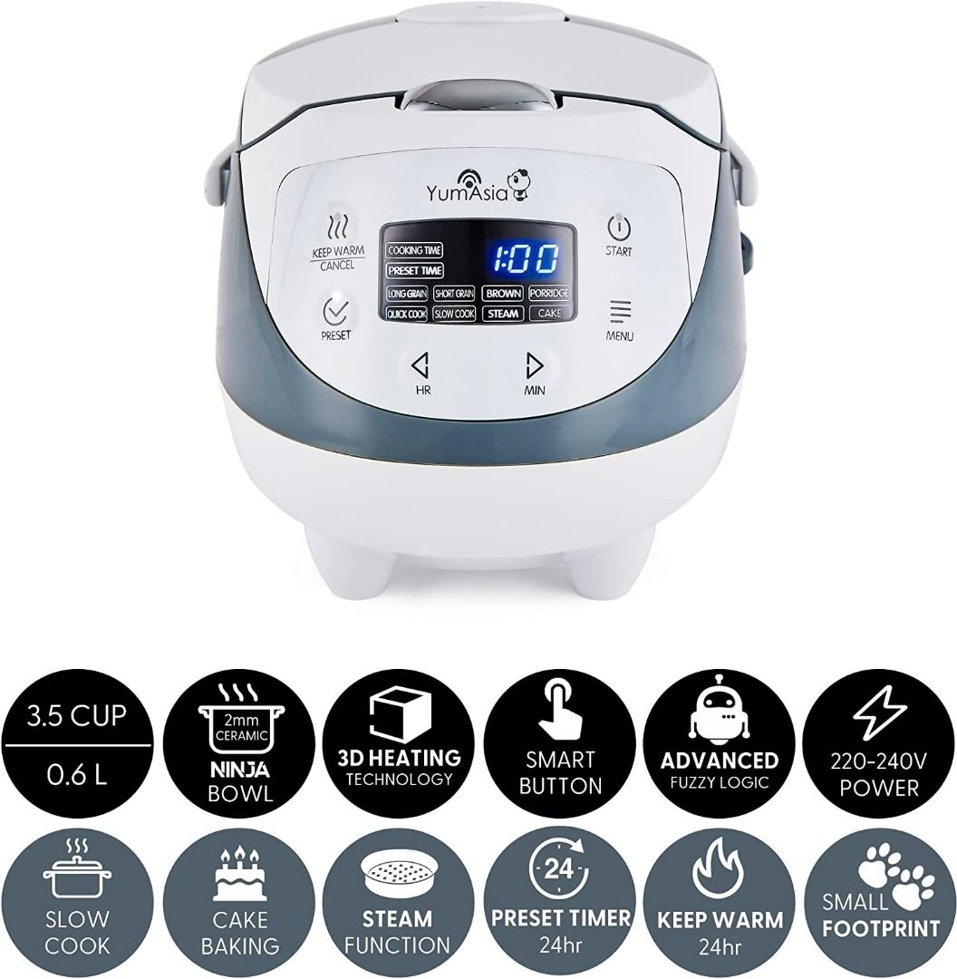 Yum Asia Panda Mini Rice Cooker With Ninja Ceramic Bowl and Advanced