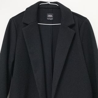 ZARA 紳士 毛尼 大衣 基本款 保暖 立領 口袋 長版 外套 男版 黑色 L號 JKT-M TP0_23 #23春天色系
