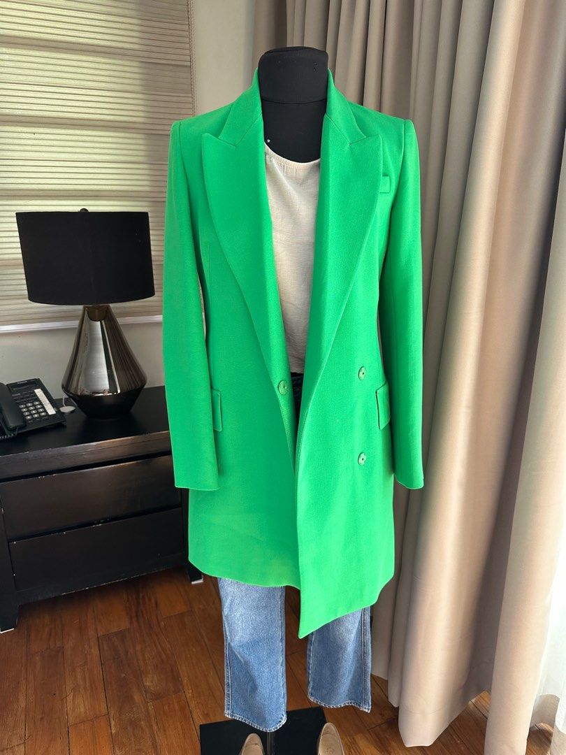 Zara green coat, Women's Fashion, Coats, Jackets and Outerwear on Carousell