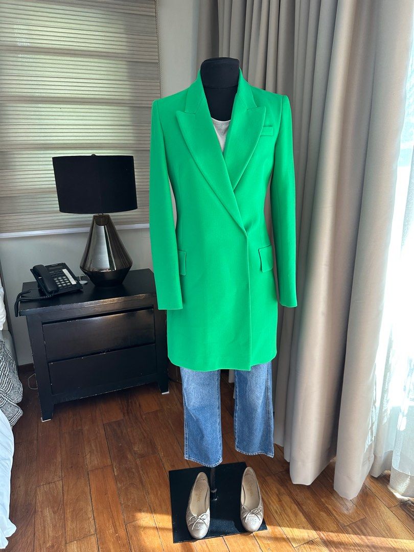 Zara green coat, Women's Fashion, Coats, Jackets and Outerwear on Carousell