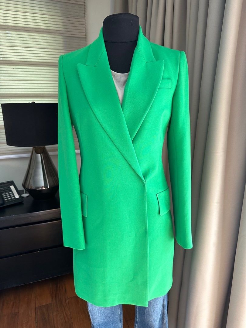 Zara green coat, Women's Fashion, Coats, Jackets and Outerwear on Carousell