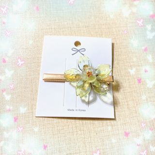 綠色 水仙花 髮夾