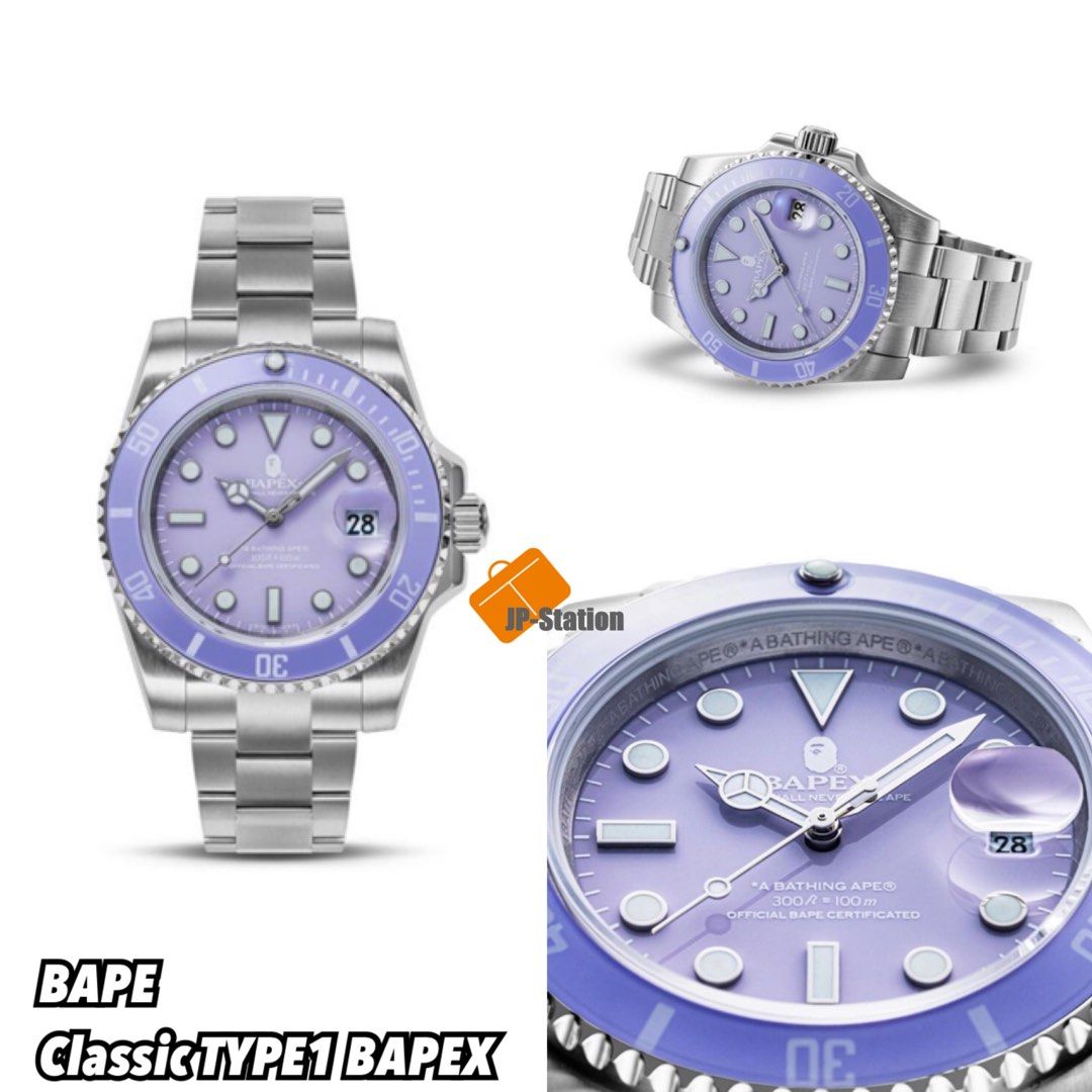 預訂🇯🇵 Bape Classic TYPE1 BAPEX 機械錶天藍/粉紫, 預購- Carousell