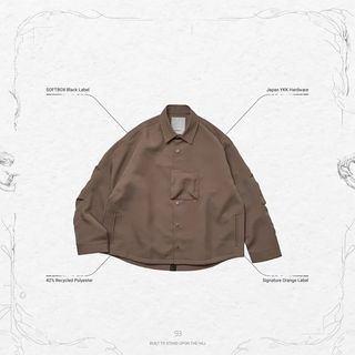 低於原價!! 教練外套  GOOPI “GNV-13” SOFTBOX Wide Pocket Shirt - Taupe
