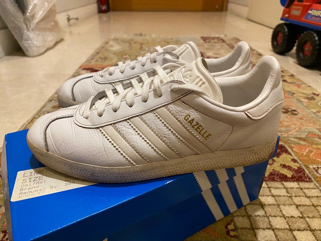 Adidas gazelle leather trainers in white top