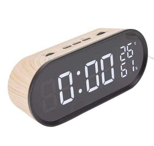 Anko Clock Radio Wood Look, Furniture & Home Living, Home Decor, Clocks