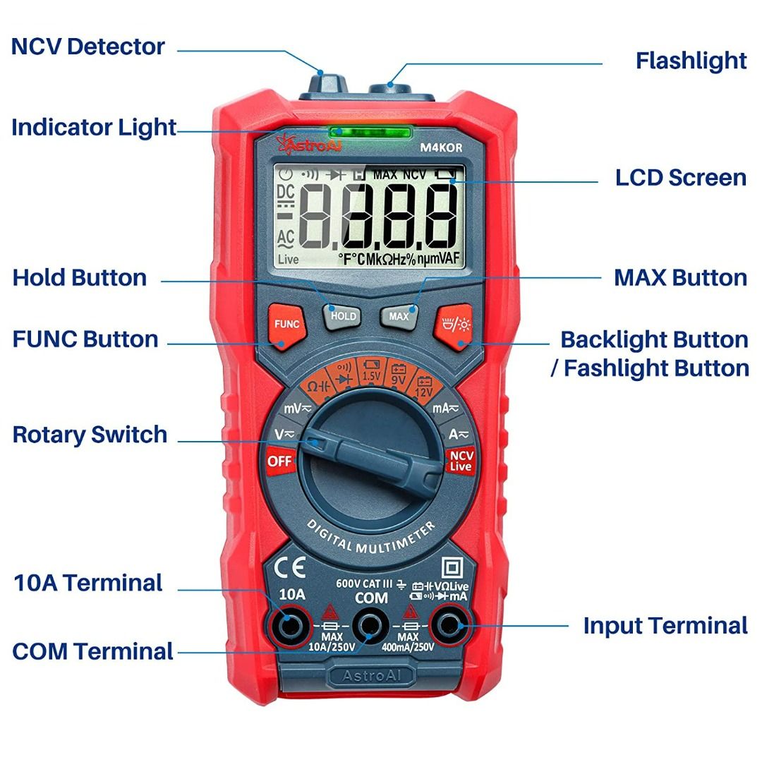 AstroAI Digital Multimeter 4000 Counts TRMS AutoRanging Volt Meter 1