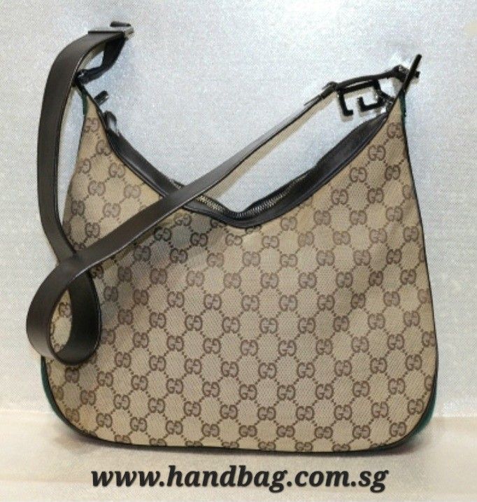 Authentic Gucci GG Logo with Brown Trimming Sling Bag