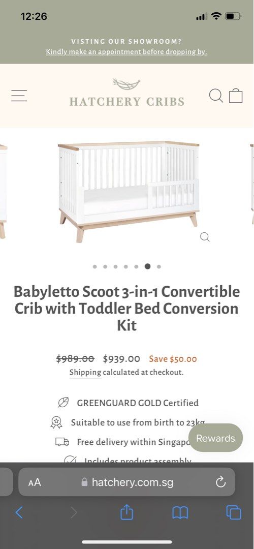 Babyletto Scoot 3in1 convertible crib with toddler bed conversion kit