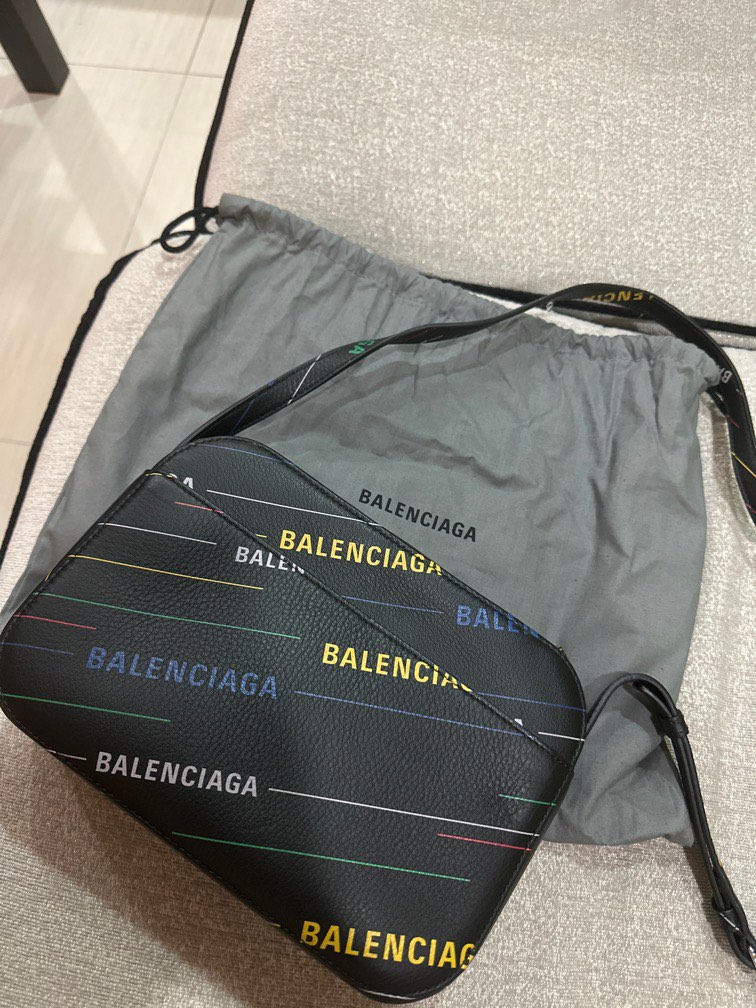 Balenciaga Leather Camera Bag Purse White PLUS Blue Wallet Card Orig. $1000  $500