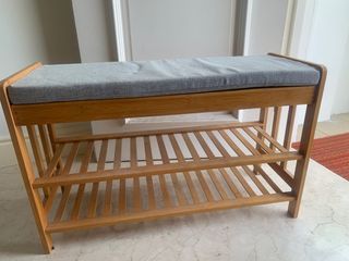 Bamboo Shoe Rack with Cushion