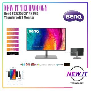 BenQ PD2725U Thunderbolt 3 Ergonomic Designer Monitor (27"/IPS/4K UHD/60Hz/HDMI v2.0/sRGB 99%/Thunderbolt PD 65W/USB-C)