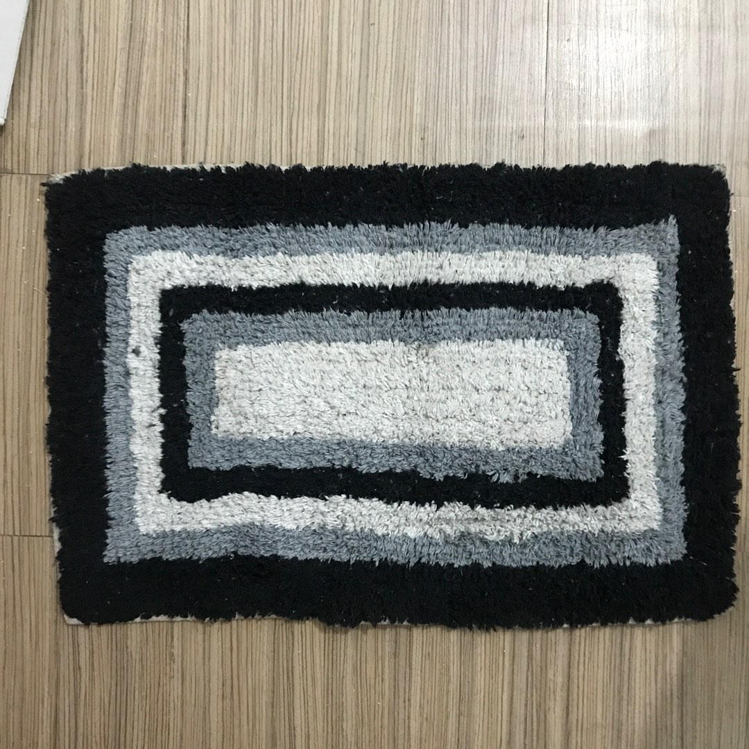 Black and White Mat Bathroom mat mat, Furniture & Home Living