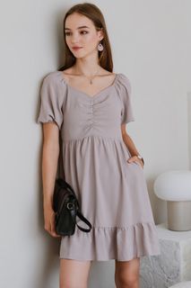 BNWT ACW Sweetheart Neckline Puff Sleeve Romper Dress In Ecru