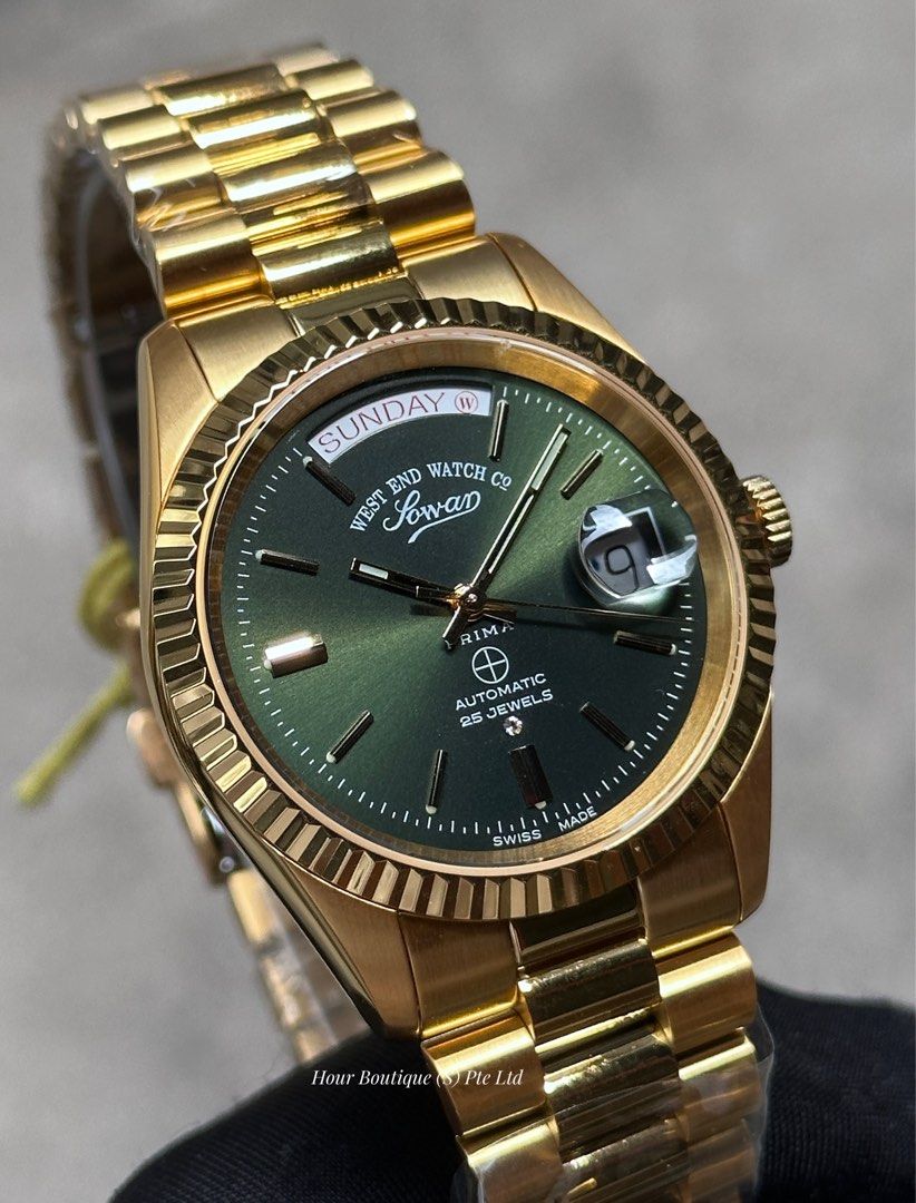 Brand New Westend Watch Company PVD Gold Case Emerald Green Dial Swiss Made Automatic Watch