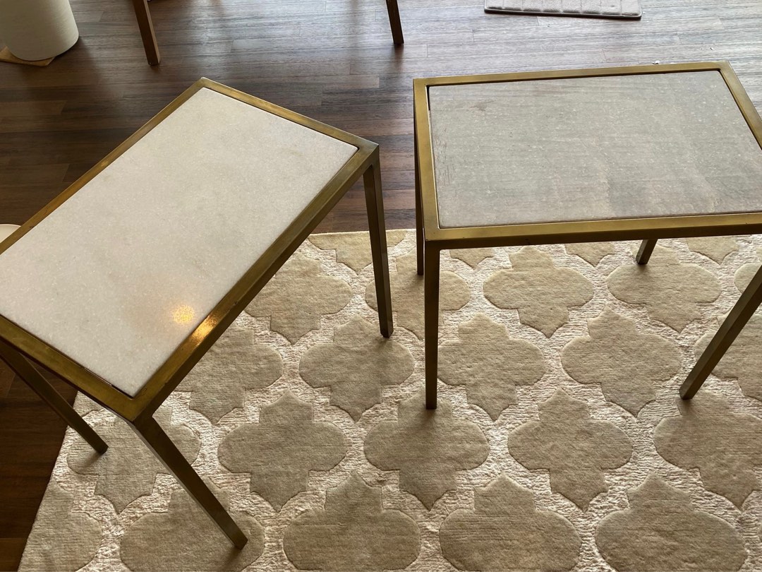 Brass and stone side tables from Madam Stoltz, Furniture & Home Living ...