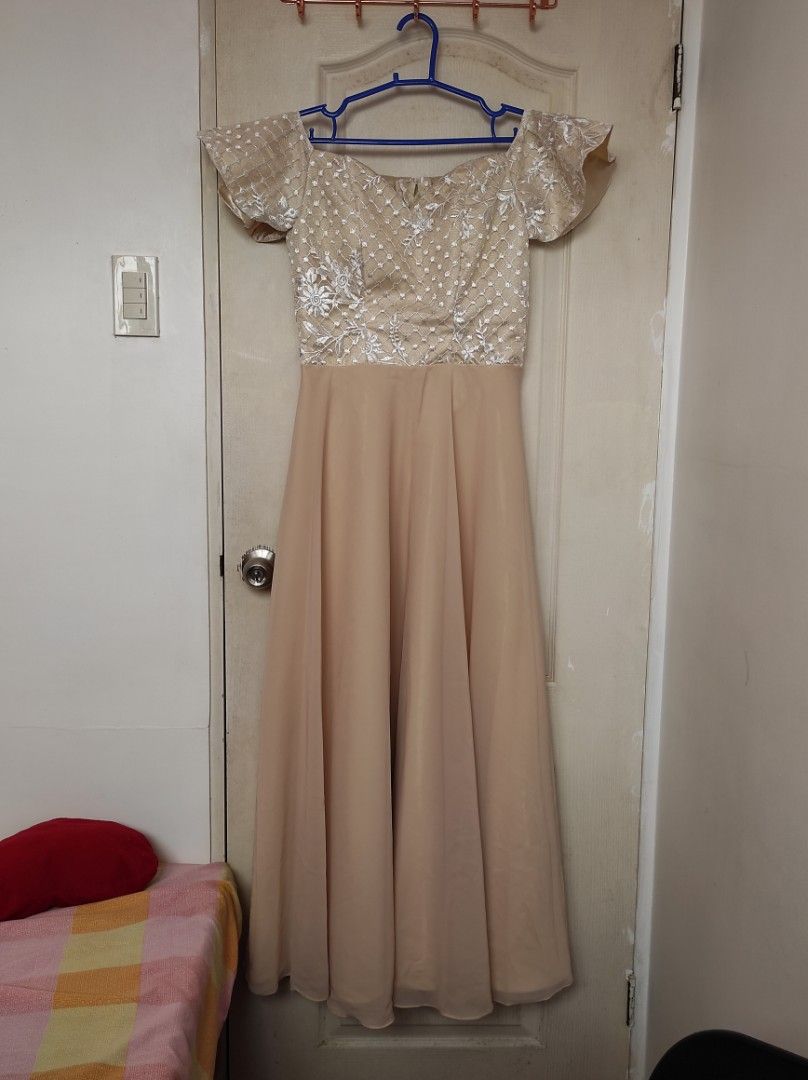 Beige Ninang Principal Sponsor Mother Gown for Wedding