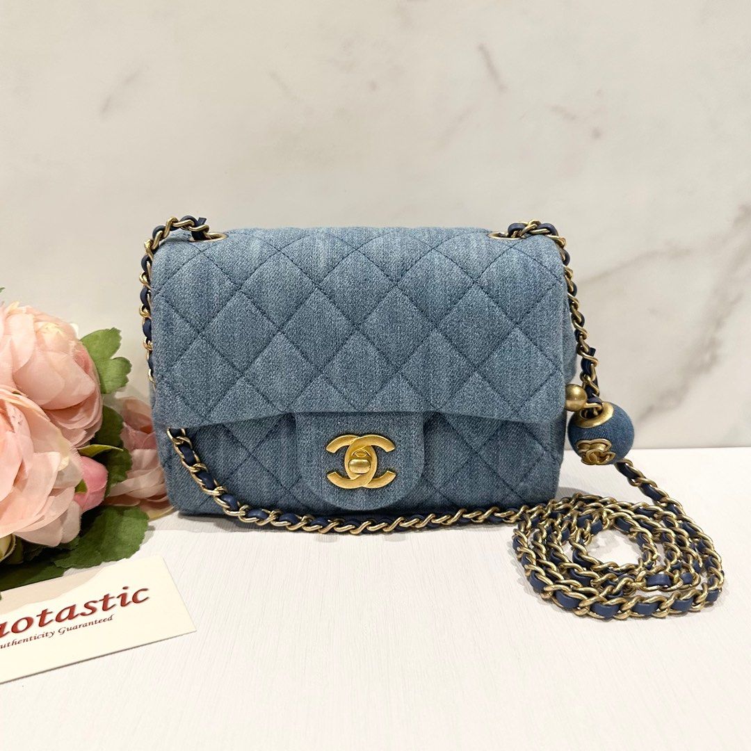 Chanel Classic Mini Square Denim Pearl Crush, Luxury, Bags & Wallets on  Carousell