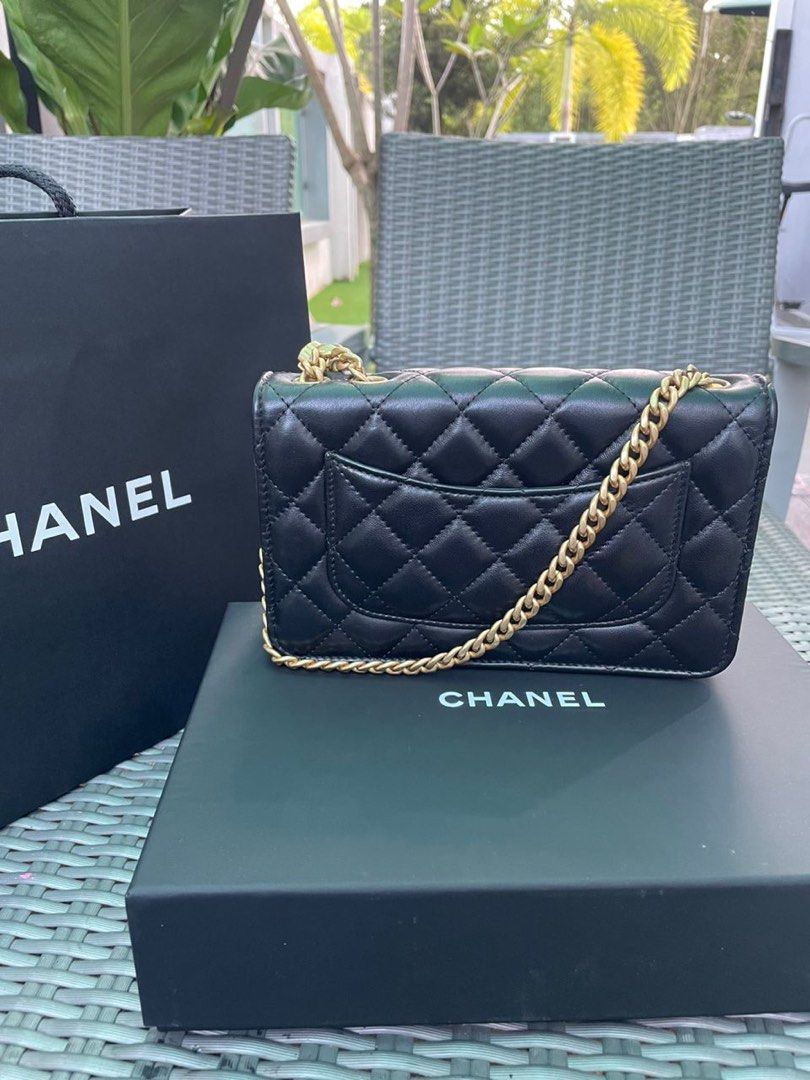 Chanel Embroidered Sequins Wallet on Chain WOC Bag AP2888 Black