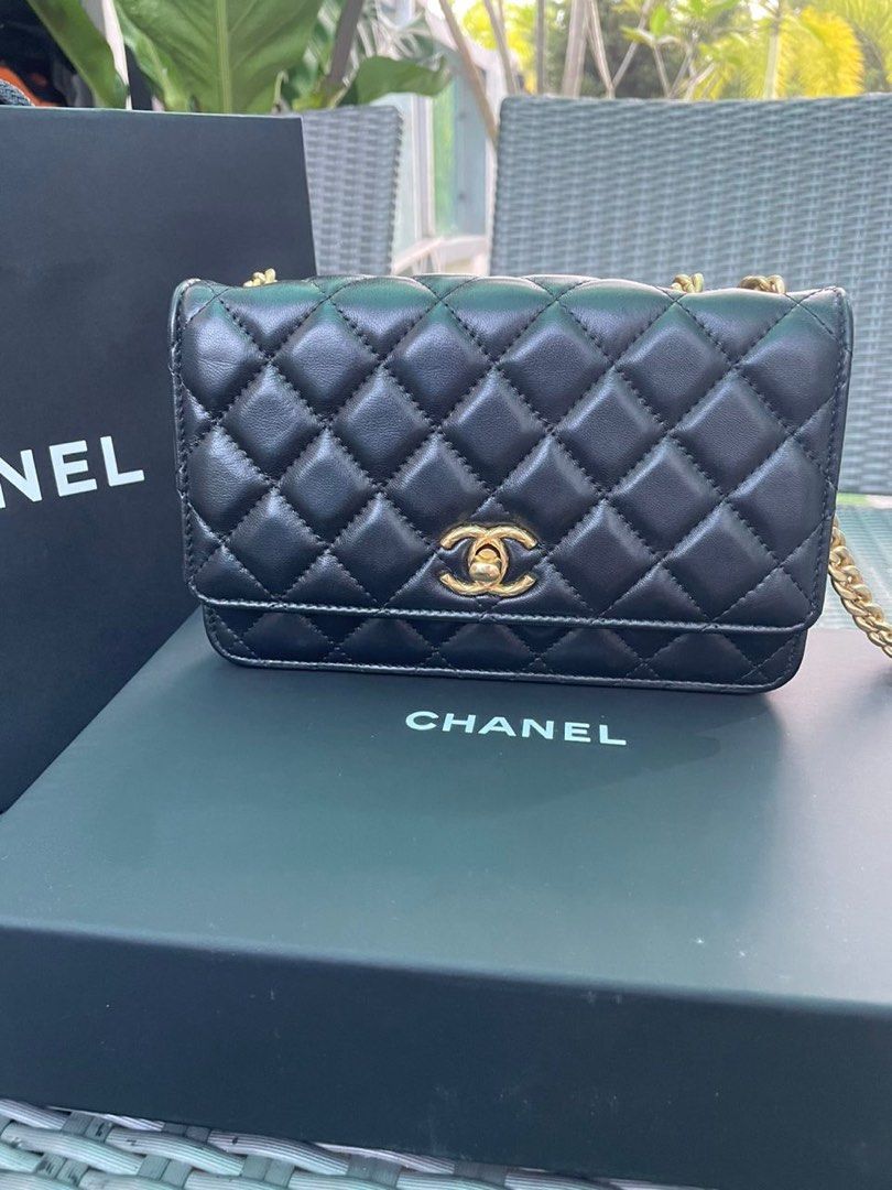 Chanel Quilted Wallet on Chain WOC Black Lambskin Silver Hardware – Coco  Approved Studio