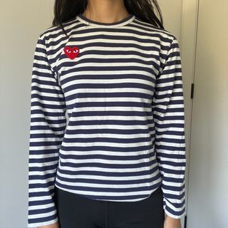 Comme des Garcons Play - Navy Stripe Long Sleeve