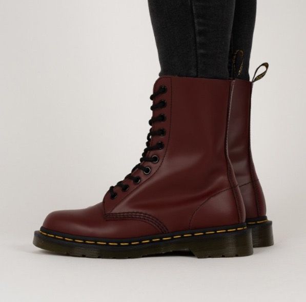 Dr Martens Cherry Red 1490 Smooth Leather Boots Shoes Women s