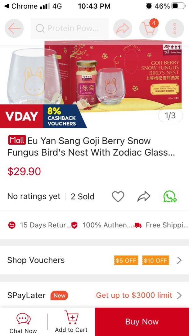 Eu Yan Sang Goji Berry Snow Fungus Bird Nest with Zodiac Rabbit Glass