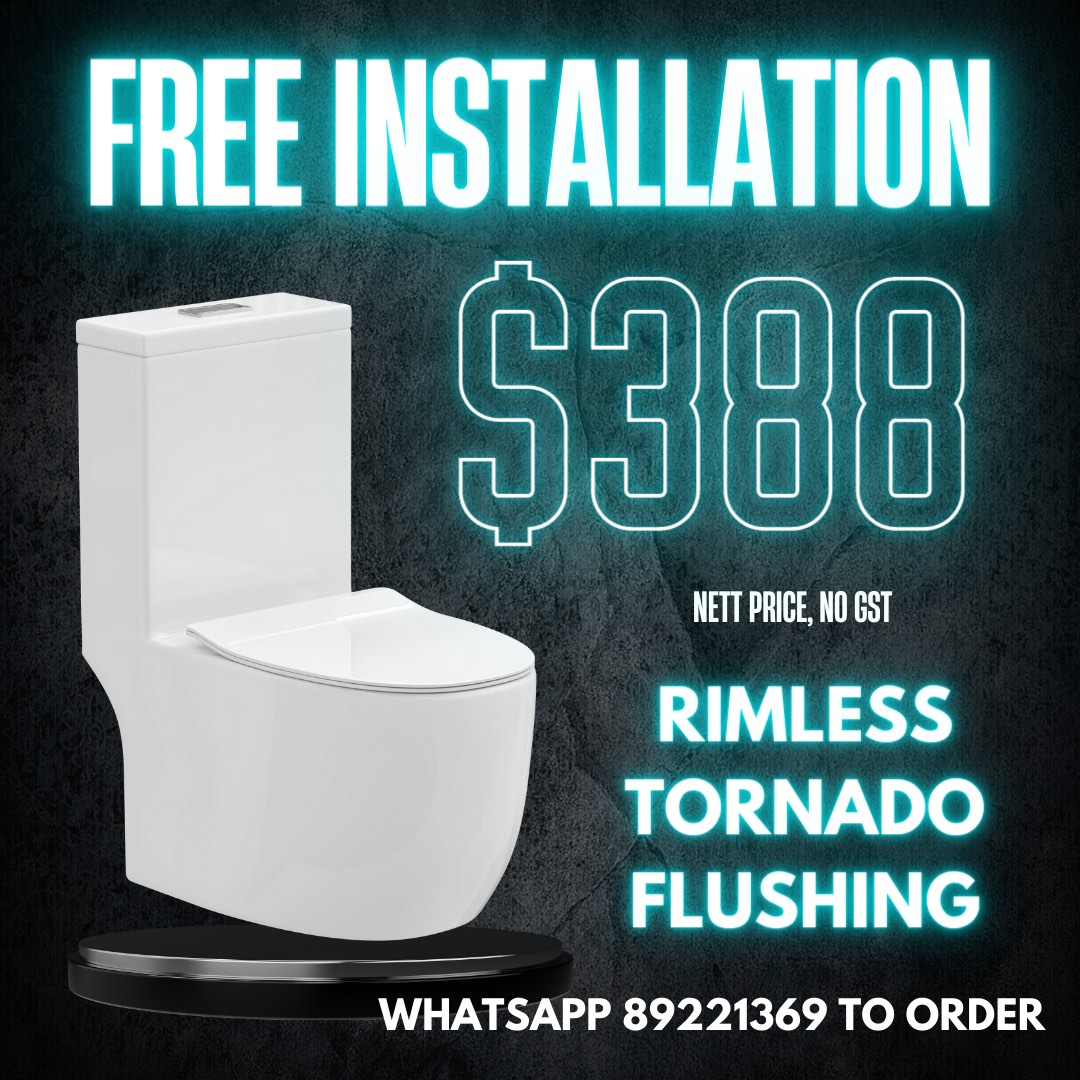 FREE INSTALLATION toilet bowl rimless tornado flushing, Furniture