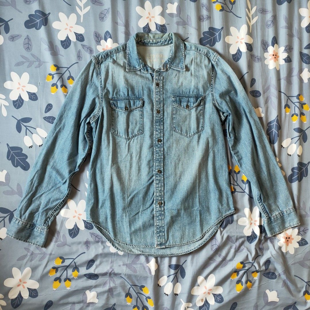GAP Denim Long Sleeve Button Down Polo Shirt 1969 RN 54023