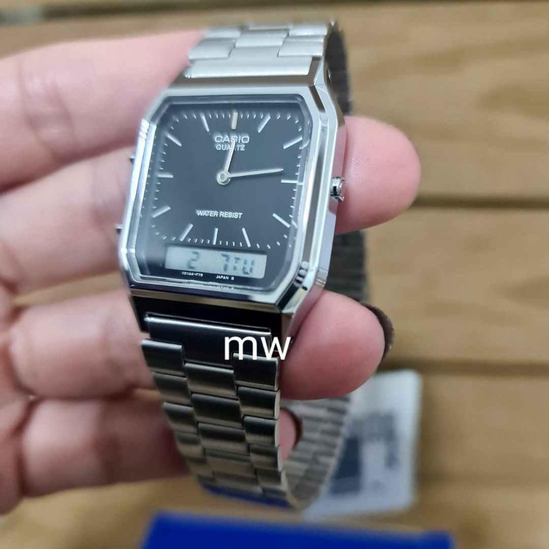 Genuine Casio Men analog digital quartz stainless steel watch
