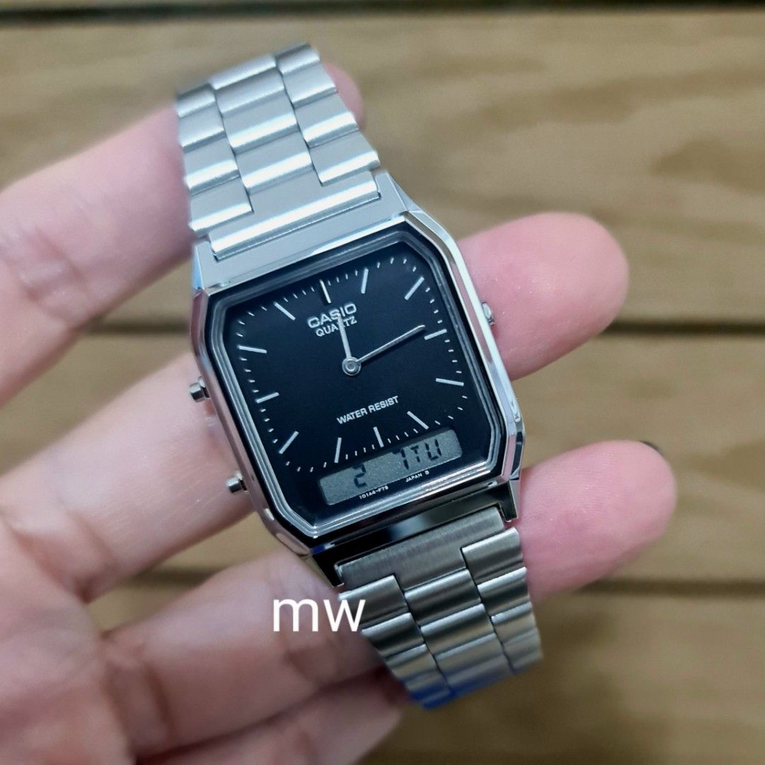 Genuine Casio Men analog digital quartz stainless steel watch