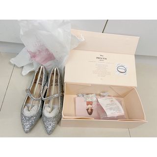 全新gracegift迪士尼聯名公主系列princess銀碎石尖頭低跟鞋晚宴鞋