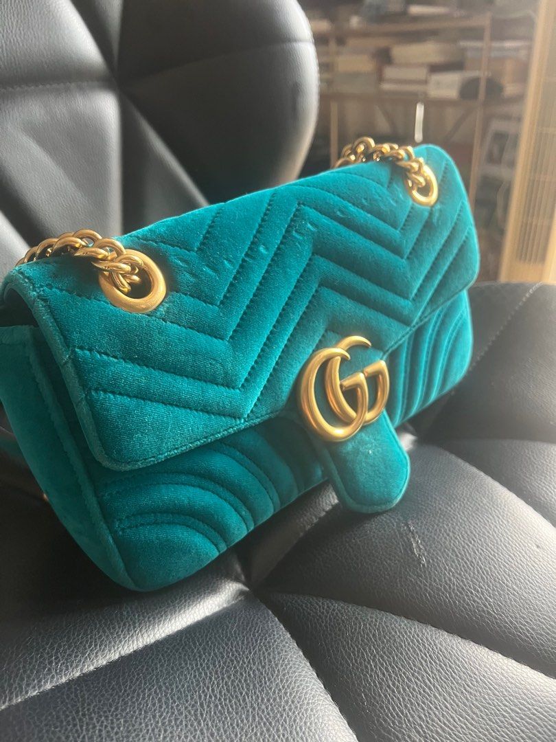 Gucci marmont sales velvet turquoise