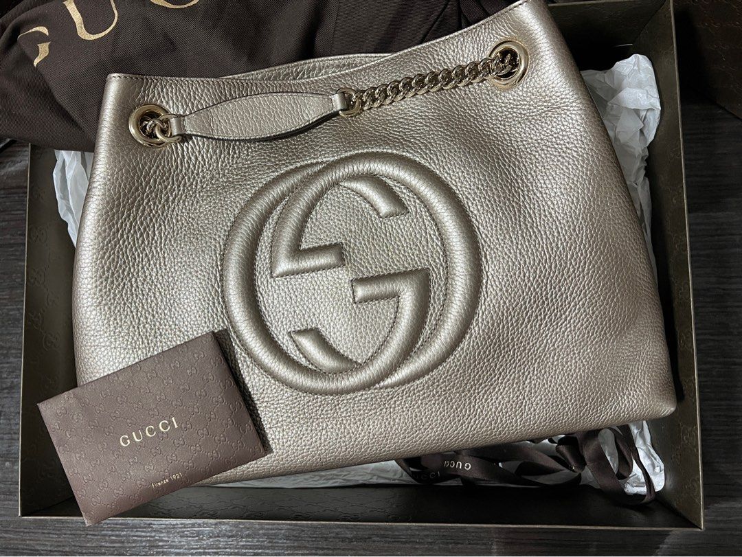 Gucci Soho Leather Metallic Handbag Luxury Bags Wallets on