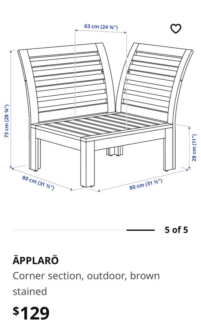 IKEA Applaro outdoor modular bench, Furniture & Home Living, Outdoor Furniture on Carousell