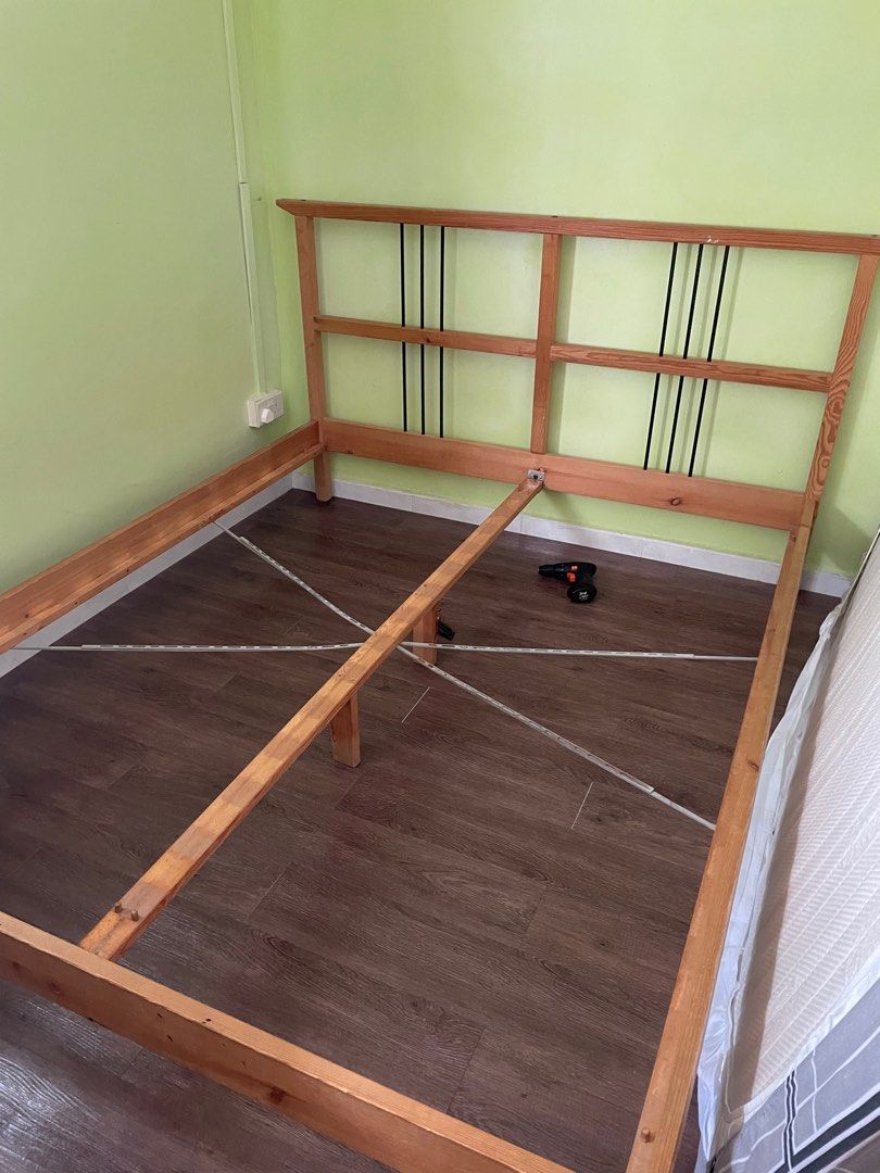 IKEA DALSELV QUEEN SIZE WOOD BED FRAME, Furniture & Home Living