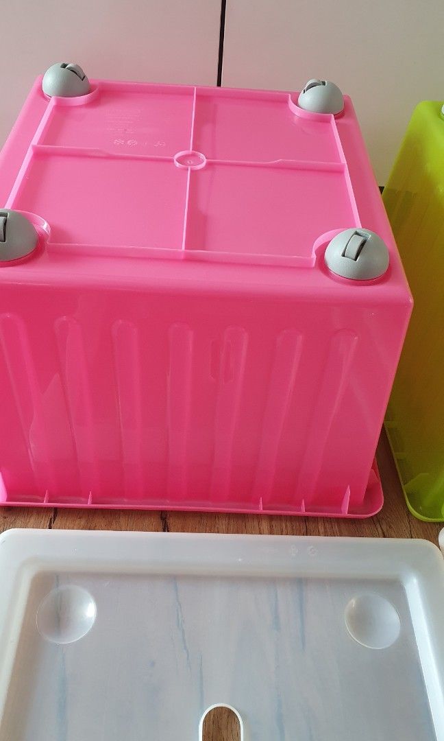 VESSLA Storage crate with casters, light pink, 15 ¼x15 ¼ - IKEA