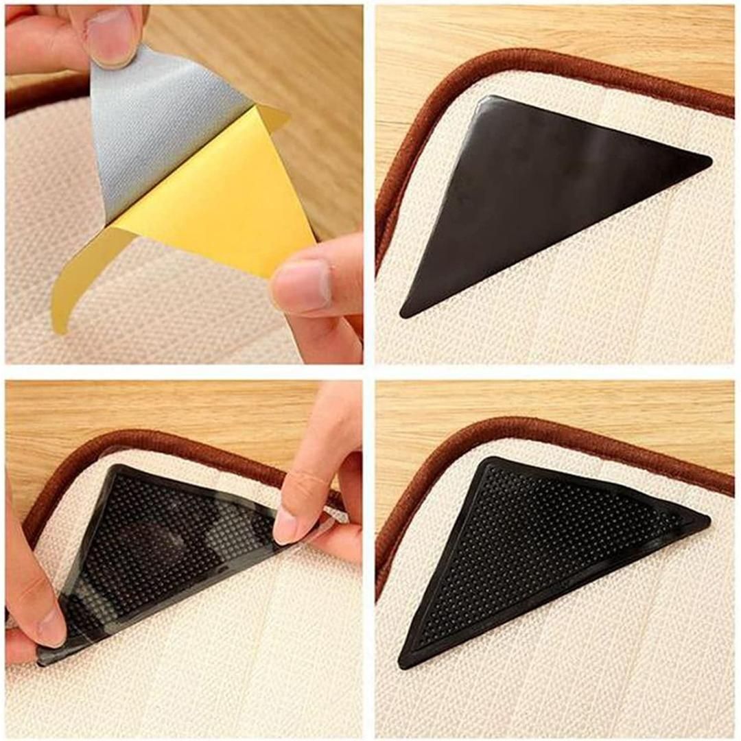 4 PC Carpet Mat Rug Gripper Set Anti Slip Grip Non Skid Tape Adhesive Floor Pad