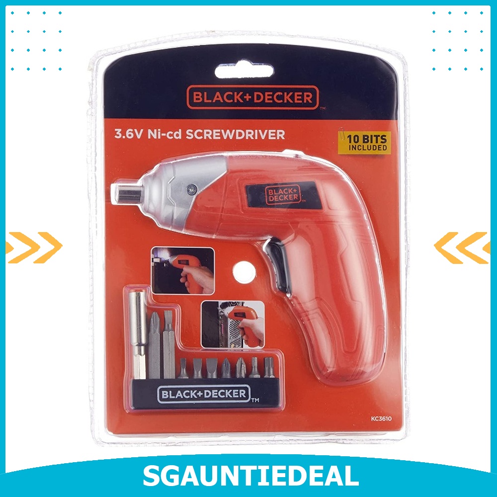 instock Black Decker KC3610 XD 3.6V Nicad Cordless Screw Driver 10 Piece Bits Set Furniture Home Living Home Improvement Organisation Home Improvement Tools Accessories on Carousell