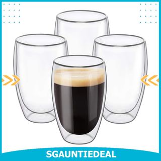 ComSaf Double Walled Glass Coffee Mugs (8oz/250ml