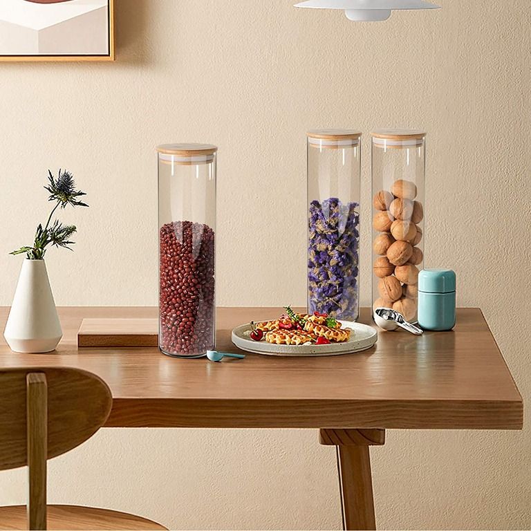 ZENS Glass Pasta Storage Containers, Airtight Tall Spaghetti Jars