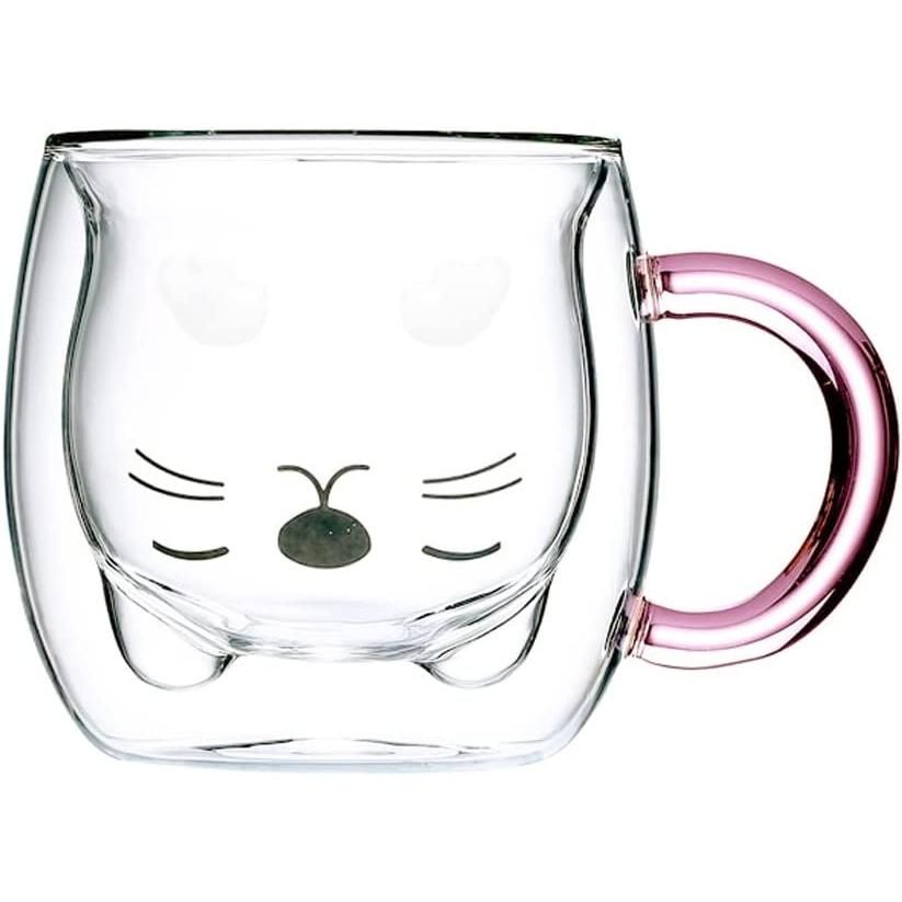 Cute Cup Double Wall Glass Mug, Glass Espresso Cup, Coffee Cup, Tea Cup,  Perfect Birthday And Holiday Gift, Bear Cup 