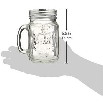 Estilo Glass Mason Jars with Handles, Lids, & Straws, 16 oz, Set of 6